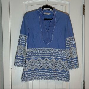 Tory Burch Eyelet Embroidered Fully Lined 100% Cotton Women's Top Size 0